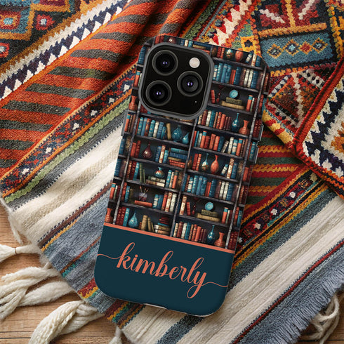 Custom Name Bookshelf Academia iPhone Case